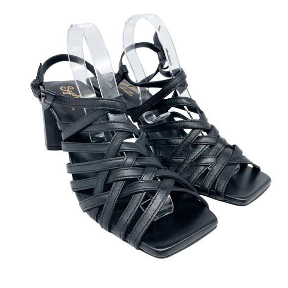 Seychelles Women's Charter Strappy Sandals Block Heel Square Toe Black Size 9 - Picture 1 of 12